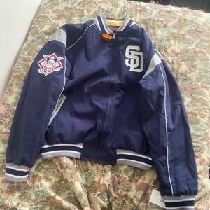 Navy Blue Varsity Jacket with Patch